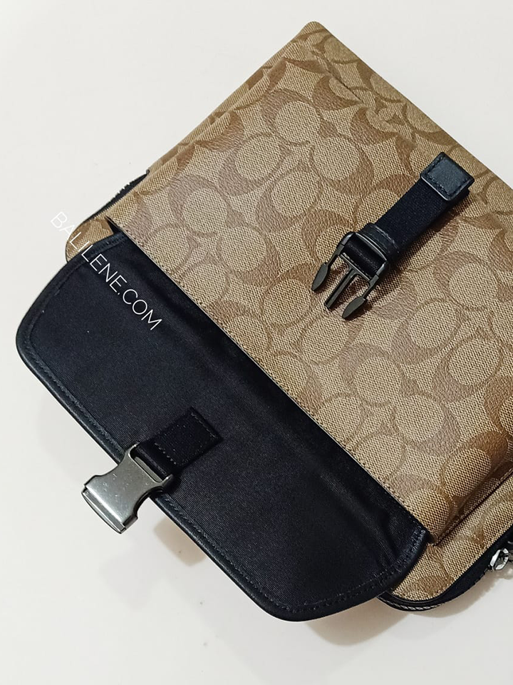 Coach 2811 Ranger Pouch In Signature Canvas Gunmetal Tan Black