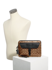 Coach 2811 Ranger Pouch In Signature Canvas Gunmetal/Tan Black