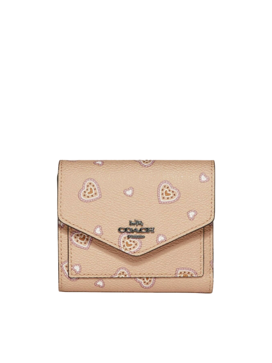 Coach 29740 Small Wallet With Western Heart Print in Beige