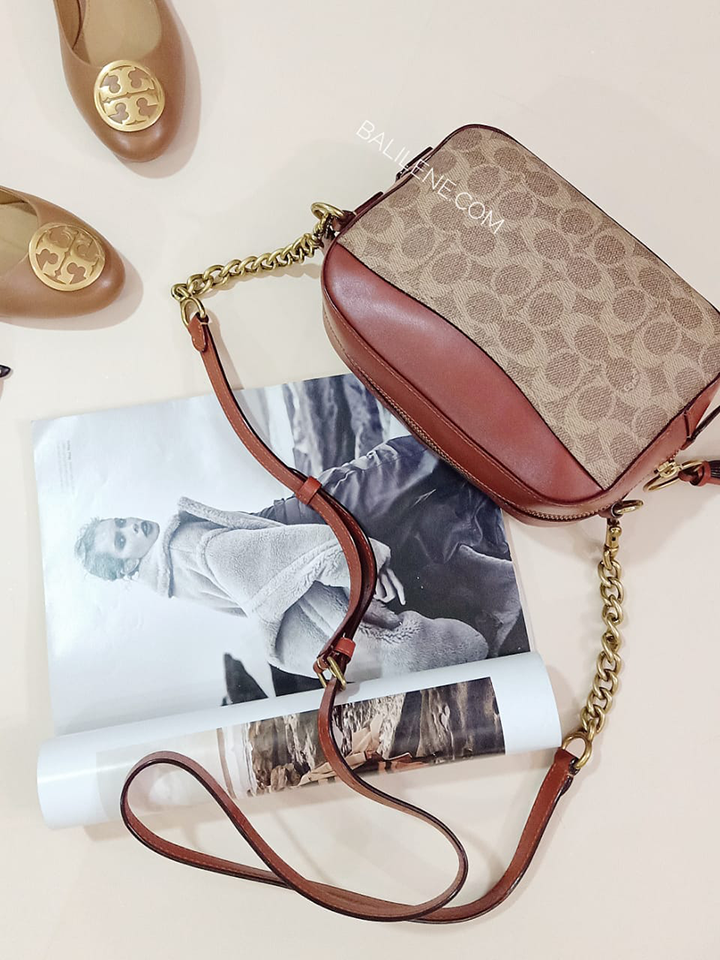 Coach Camera Bag In Signature Canvas Crossbody Tan Rust