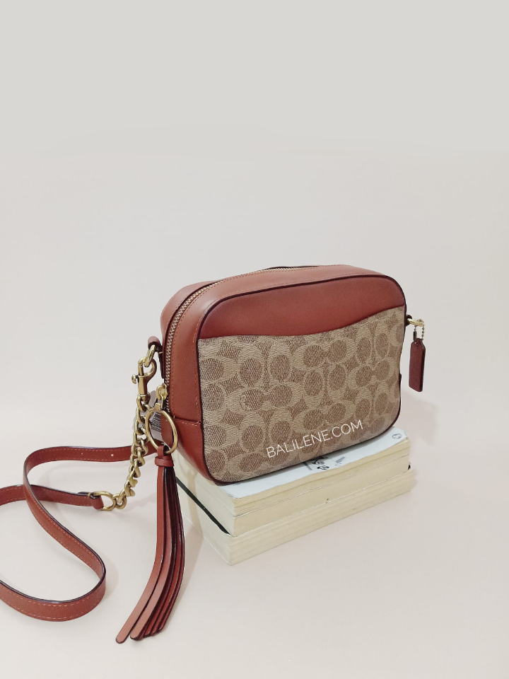 Coach Camera Bag In Signature Canvas Crossbody Tan Rust