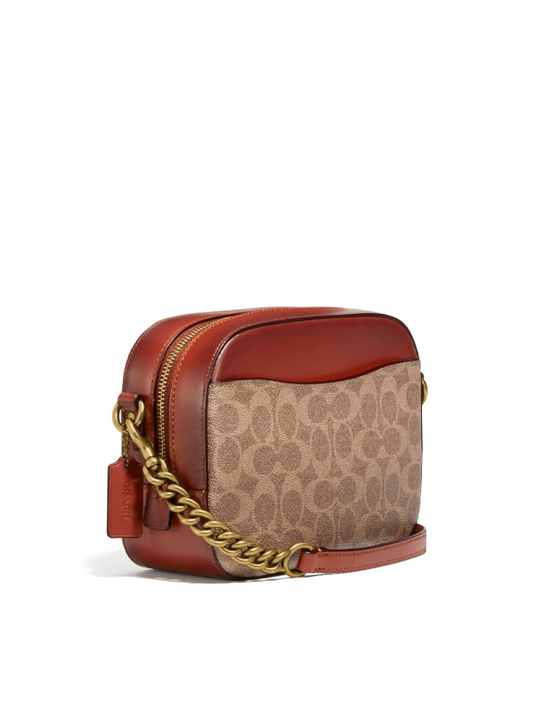 Coach Camera Bag In Signature Canvas Crossbody Tan Rust