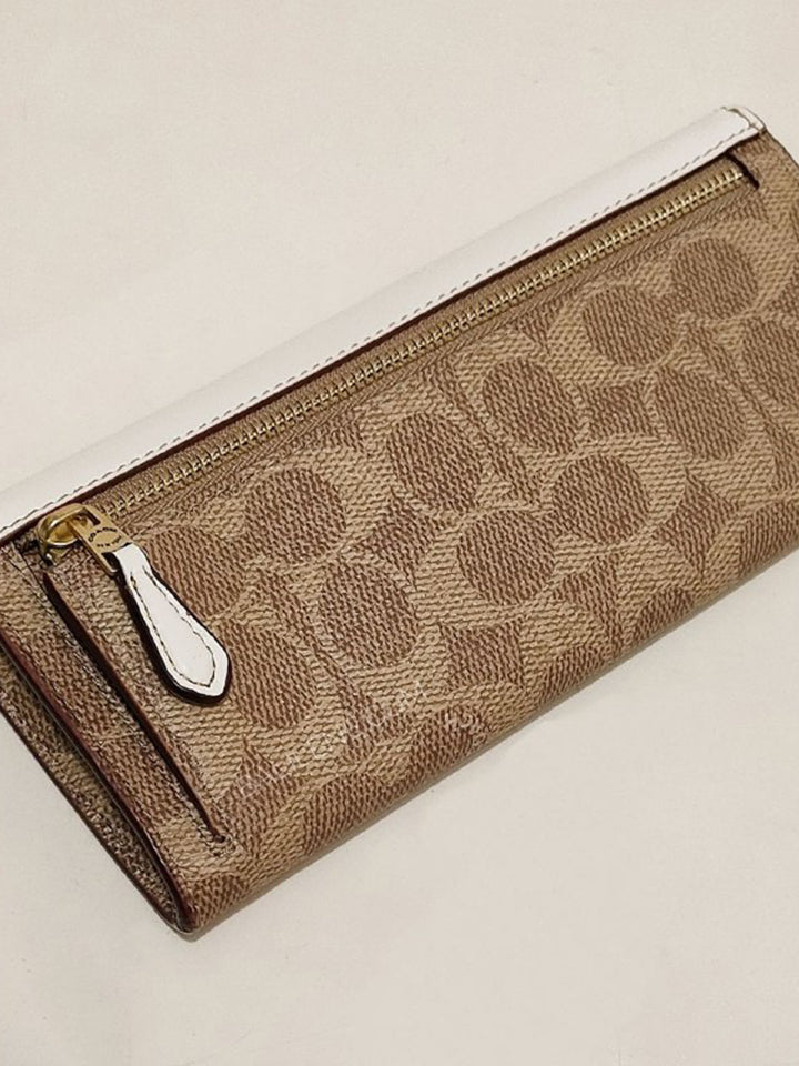 Coach 31547 Soft Wallet In Colorblock Signature Canvas Tan Chalk