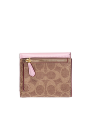Coach Small Wallet In Colorblock Signature Canvas Blossom