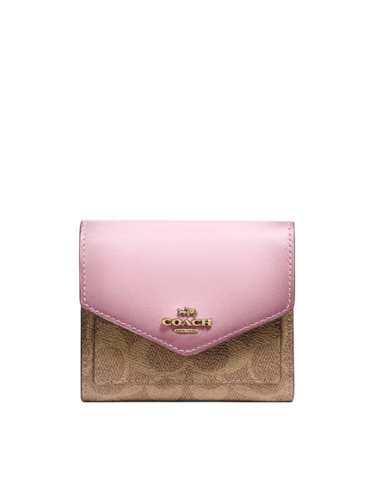 Coach Small Wallet In Colorblock Signature Canvas Blossom