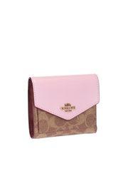 Coach Small Wallet In Colorblock Signature Canvas Blossom