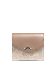 Coach Small Wallet In Colorblock Signature Canvas Sand Taupe