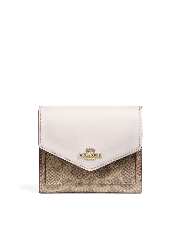 Coach-31548-Small-Wallet-In-Colorblock-Signature-Canvas-Tan-Chalk-Balilene-depan