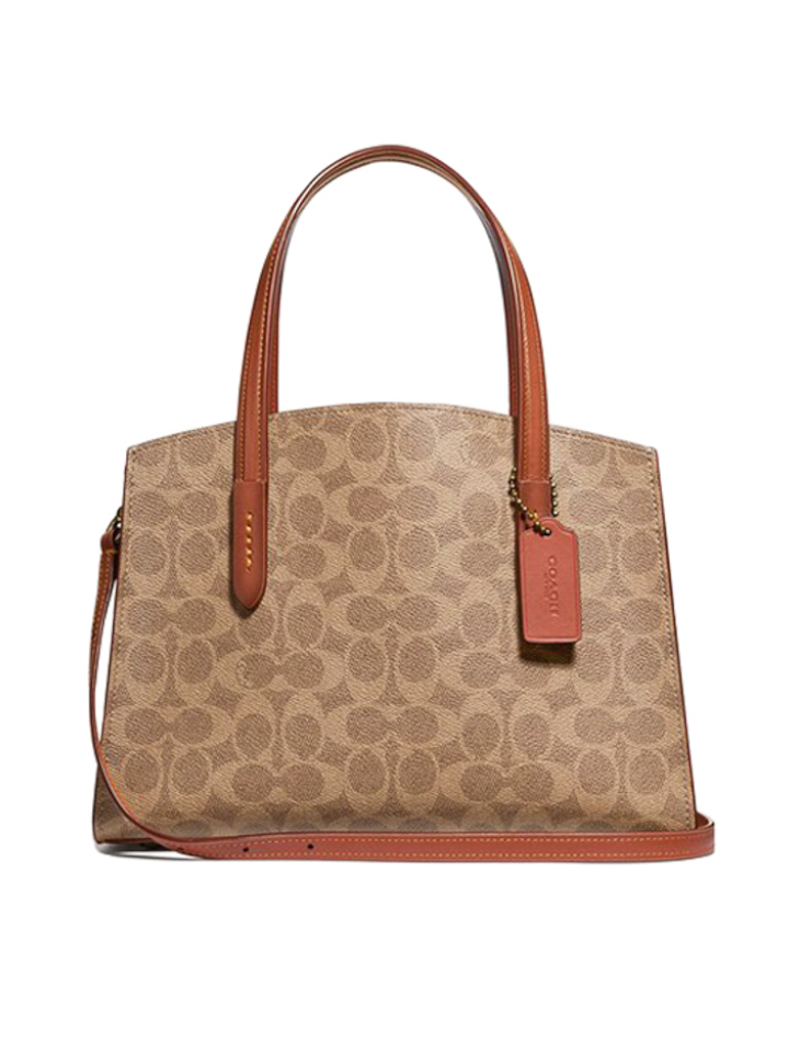 Coach Charlie Carryall 28 In Signature Canvas Tan Rust Balilene