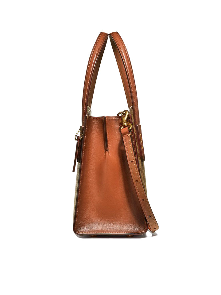Coach Charlie Carryall 28 In Signature Canvas Tan Rust