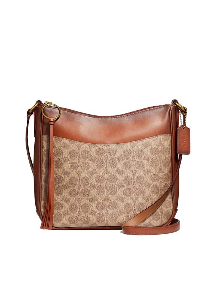 Coach-38579-Coated-Canvas-Signature-Chaise-Crossbody-Tan-Rust-Balilene-depan