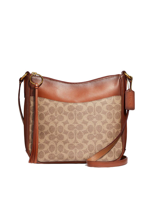 Coach-38579-Coated-Canvas-Signature-Chaise-Crossbody-Tan-Rust-Balilene-depan