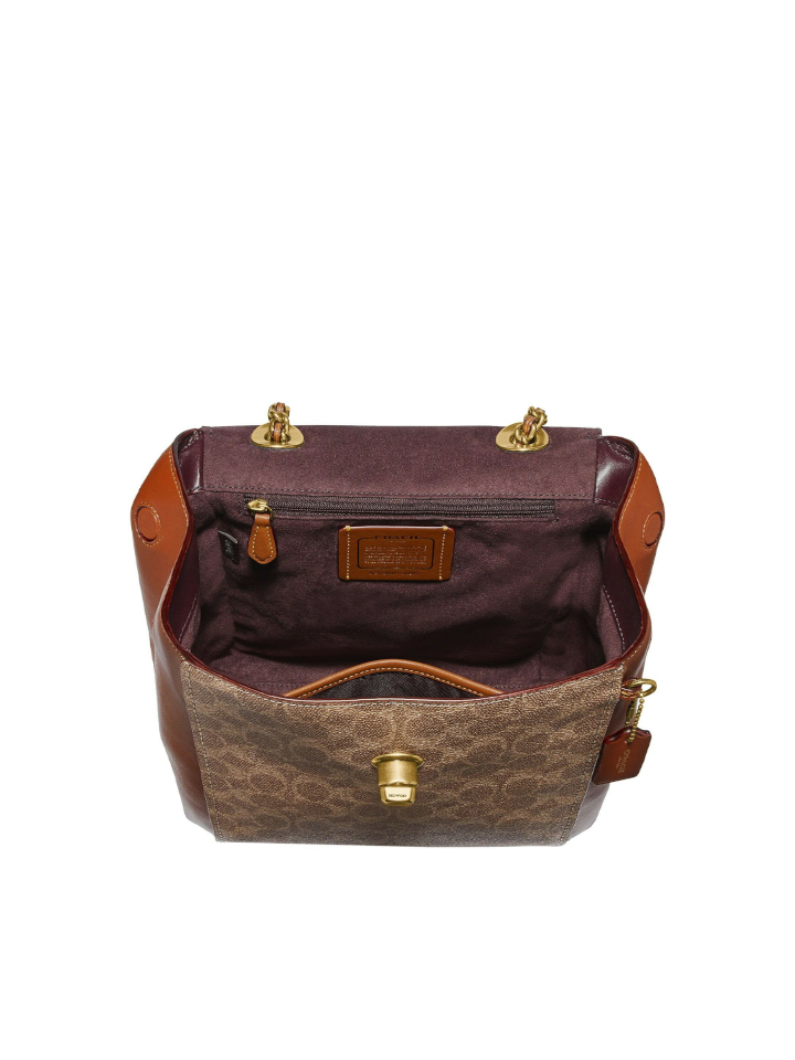 Coach Parker Convertible Backpack In Signature Canvas Tan Rust