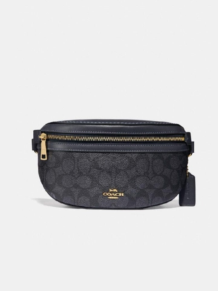 Coach 39937 Belt Canvas Signature Charcoal Midnight Navy