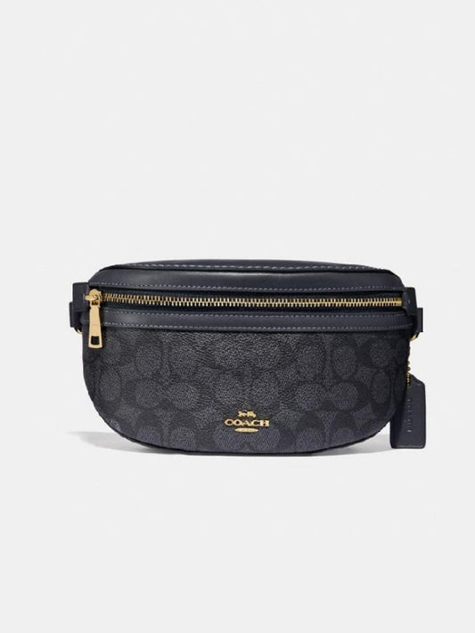 Coach 39937 Belt Canvas Signature Charcoal Midnight Navy
