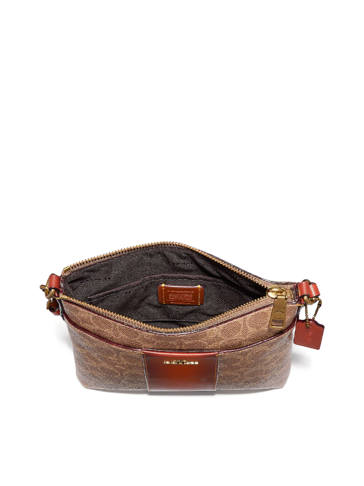 Coach Kitt Messenger Crossbody In Colorblock Signature Canvas Tan Rust ...
