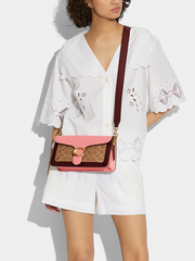 Coach Tabby Shoulder Bag 26 Signature Canvas Tan Candy Pink Multi