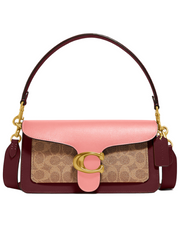 Coach Tabby Shoulder Bag 26 Signature Canvas Tan Candy Pink Multi