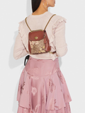 Coach 53087 Parker Convertible Backpack 16 In Signature Canvas With Prairie Floral Print Tan Rust Bow