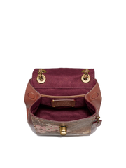 Coach 53087 Parker Convertible Backpack 16 In Signature Canvas With Prairie Floral Print Tan Rust Bow