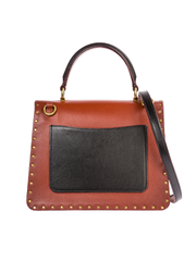 Coach 53349 Parker Top Handle In Signature Canvas With Rivets Tan Black