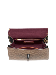 Coach 53349 Parker Top Handle In Signature Canvas With Rivets Tan Black