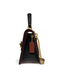 Coach 53349 Parker Top Handle In Signature Canvas With Rivets Tan Black