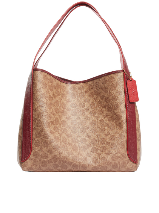 Coach 5444 Hadley Hobo In Signature Canvas Tan Red Apple Multi