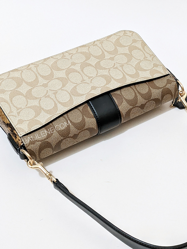 Coach 5509 Shoulder Bag In Blocked Signature Canvas Khaki/Blac