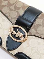 Coach 5509 Georgie Shoulder Bag In Blocked Signature Canvas Khaki/Black