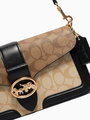 Coach 5509 Georgie Shoulder Bag In Blocked Signature Canvas Khaki/Black