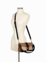 Coach 5509 Georgie Shoulder Bag In Blocked Signature Canvas Khaki/Black