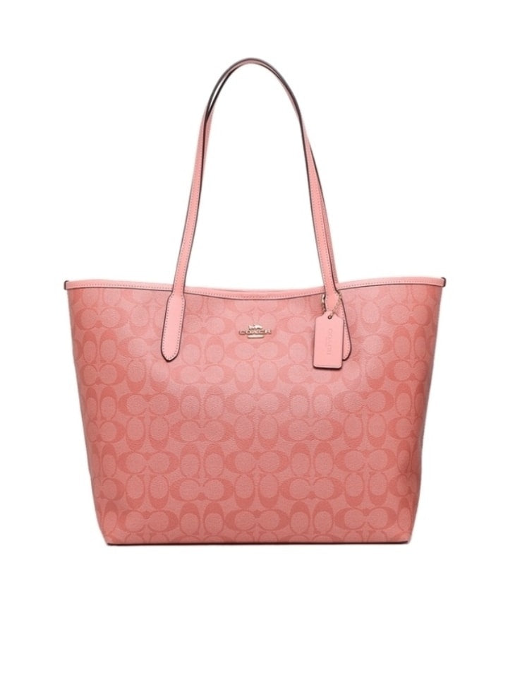 Coach City Tote In Signature Canvas Candy Pink