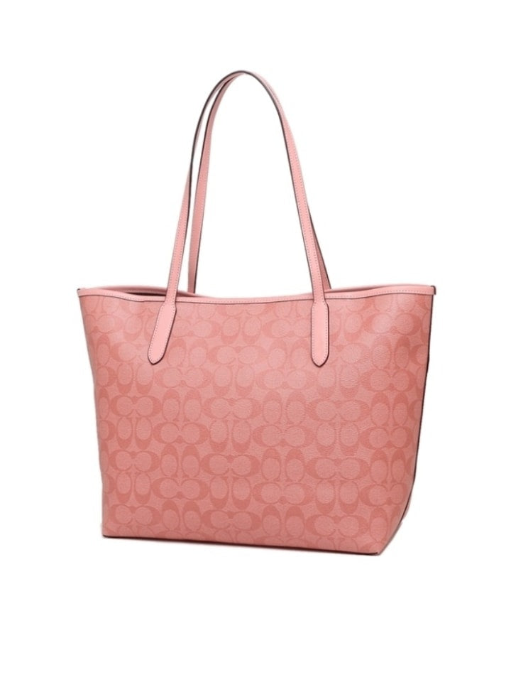 Coach City Tote In Signature Canvas Candy Pink
