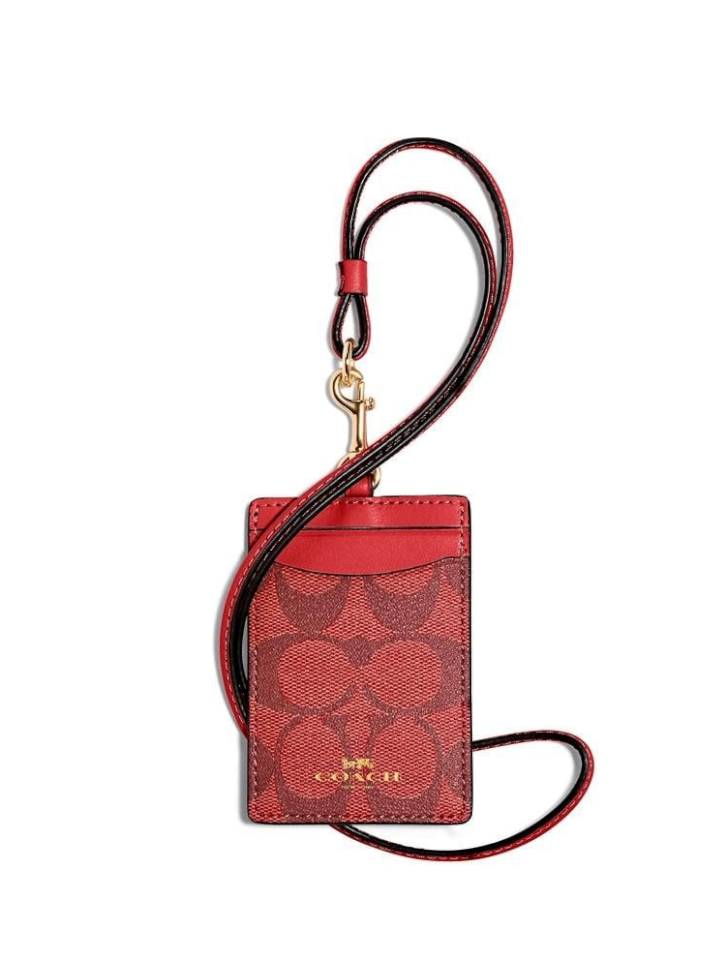 Coach 63274 Id Lanyard In Signature Canvas 1941 Red