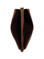 Coach 6644 Double Zip Wallet Pebble Leather Redwood