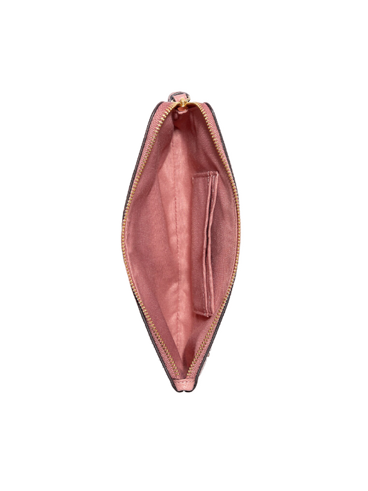 Coach Large Corner Zip Wristlet In Signature Canvas Shell Pink