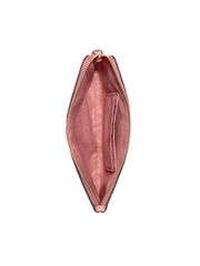 Coach Large Corner Zip Wristlet In Signature Canvas Shell Pink