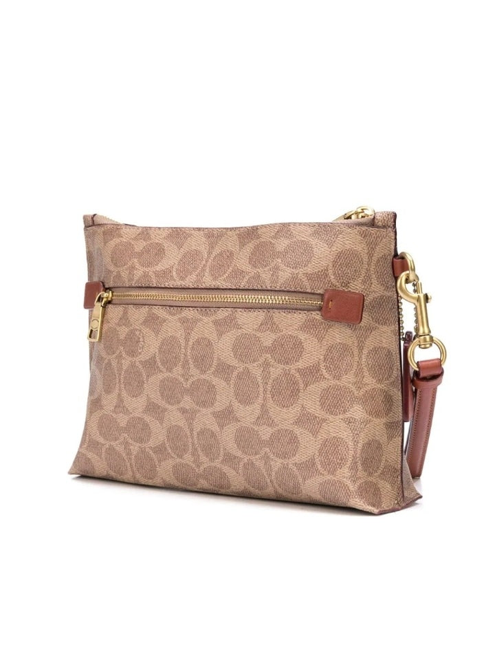 Coach 68332 Charlie Pouch In Signature Colorblok Tan Rust