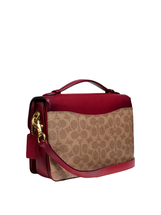 Coach 68349 Cassie Crossbody In Signature Canvas Tan Deep Red