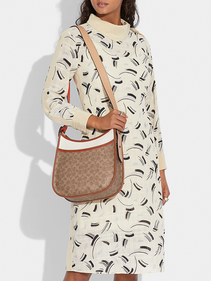 Coach 686 Emery Crossbody In Colorblock Signature Canvas Pewter/Tan Chalk Multi