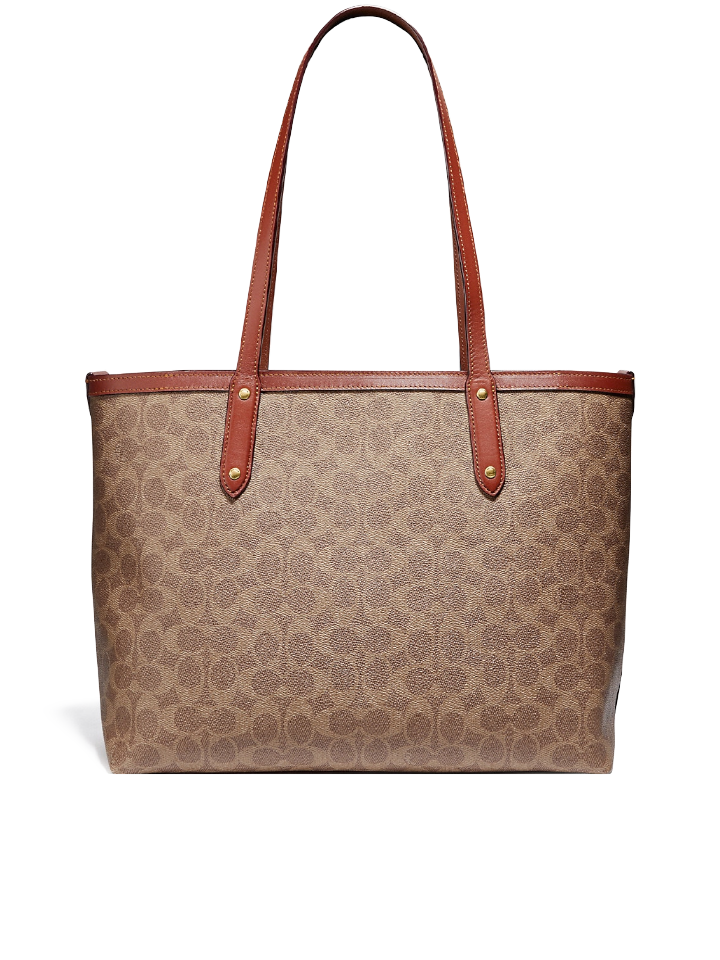 Coach 69422 Central Tote With Zip In Signature Canvas Tan Rust Coach 69422 Central Tote With Zip In Signature Canvas Tan Rust