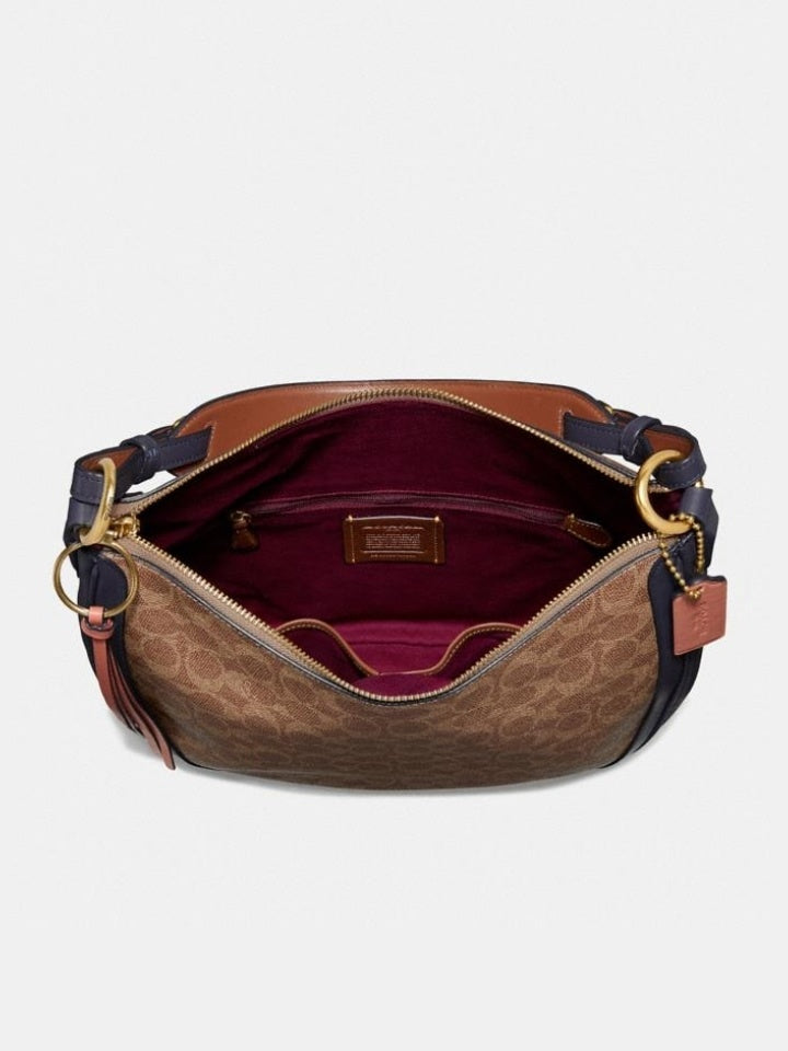 Coach 69592 Sutton Hobo Signature Tan Ink Light Peach