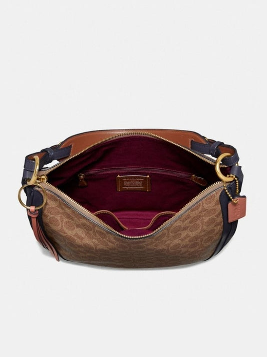 Coach 69592 Sutton Hobo Signature Tan Ink Light Peach