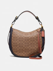 Coach 69592 Sutton Hobo Signature Tan Ink Light Peach