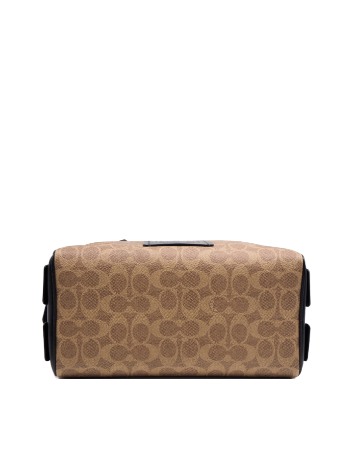    Coach-70071-Double-Zip-Dopp-Kit-In-Signature-Canvas-Khaki-Black-Balilene-bawah