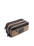 Coach-70071-Double-Zip-Dopp-Kit-In-Signature-Canvas-Khaki-Black-Balilene-samping1