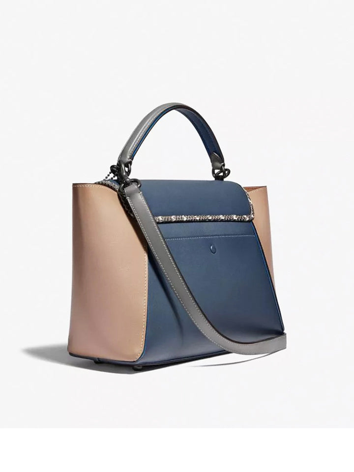 Coach 701 Courir Carryal In Colorblok Leather With Snakeskin Pawter/Denim Multi