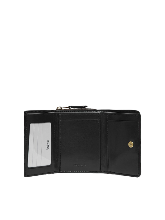 Coach 7331 Small Trifold Wallet In Signature Canvas Brown Black