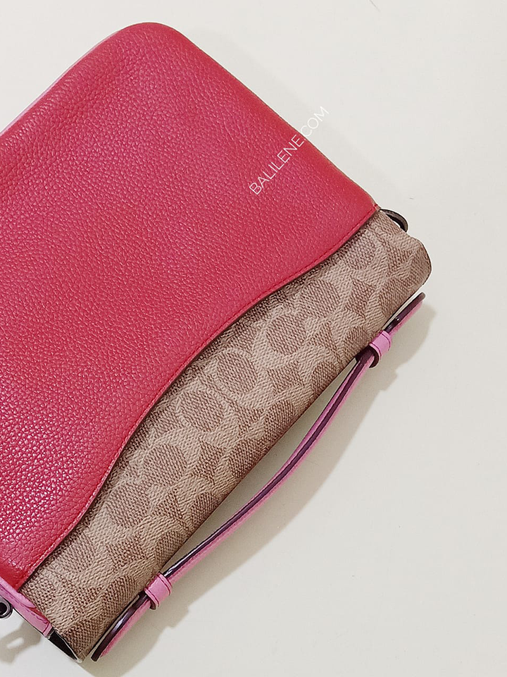 Coach 74091 Cassie Signature Blocking Crossbody Tan Red Apple